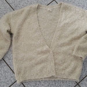 Maison Jules cardigan Eyelash Gold Cream Sweater
